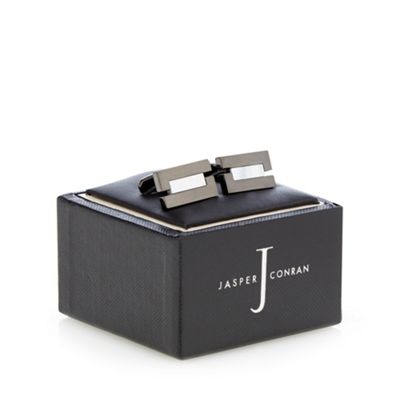 J by Jasper Conran Gunmetal and mother of pearl cufflinks in a gift box